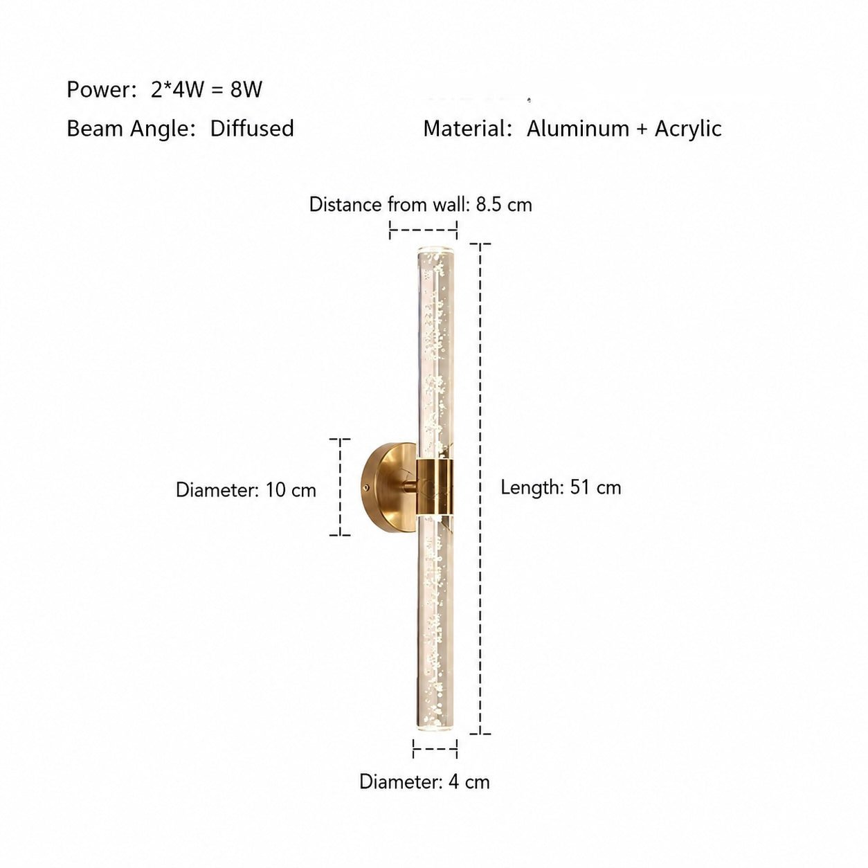 Crystal Glow Wall Light – Modern Gold Acrylic LED Sconce - SHAGHAF HOME