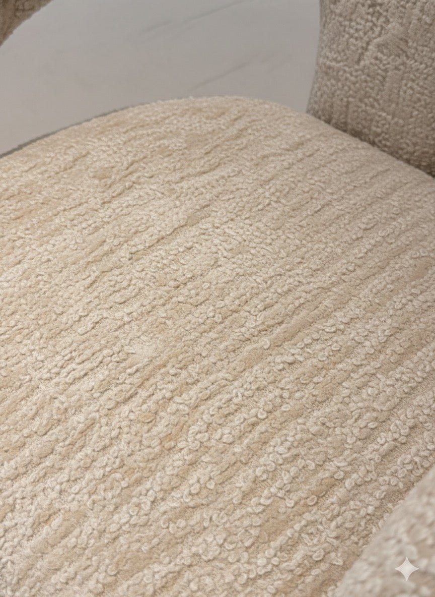 Curved Bouclé Accent Chair in Light Beige – Modern Elegance & Sculptural Comfort - SHAGHAF HOME
