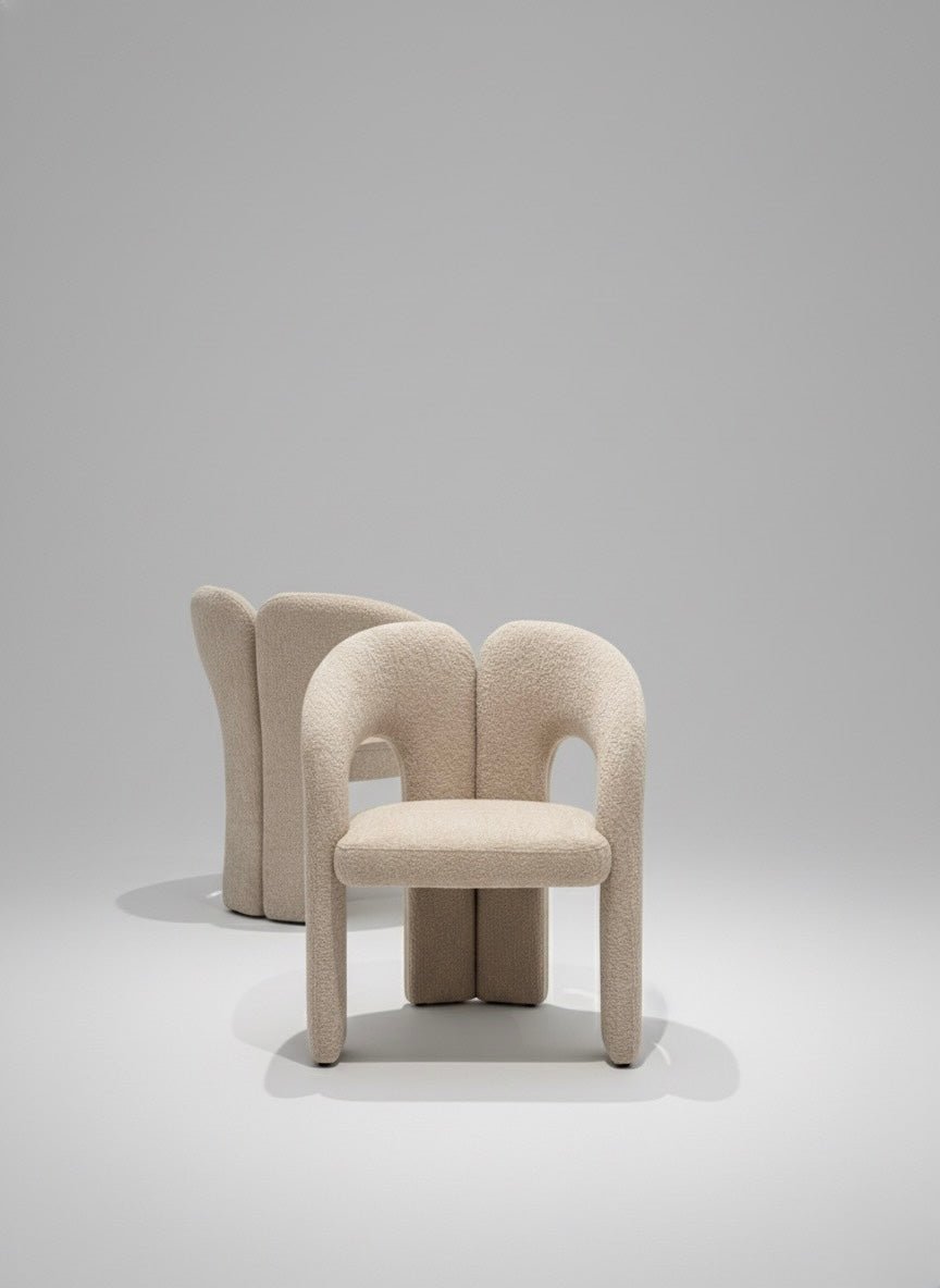 Curved Bouclé Accent Chair in Light Beige – Modern Elegance & Sculptural Comfort - SHAGHAF HOME