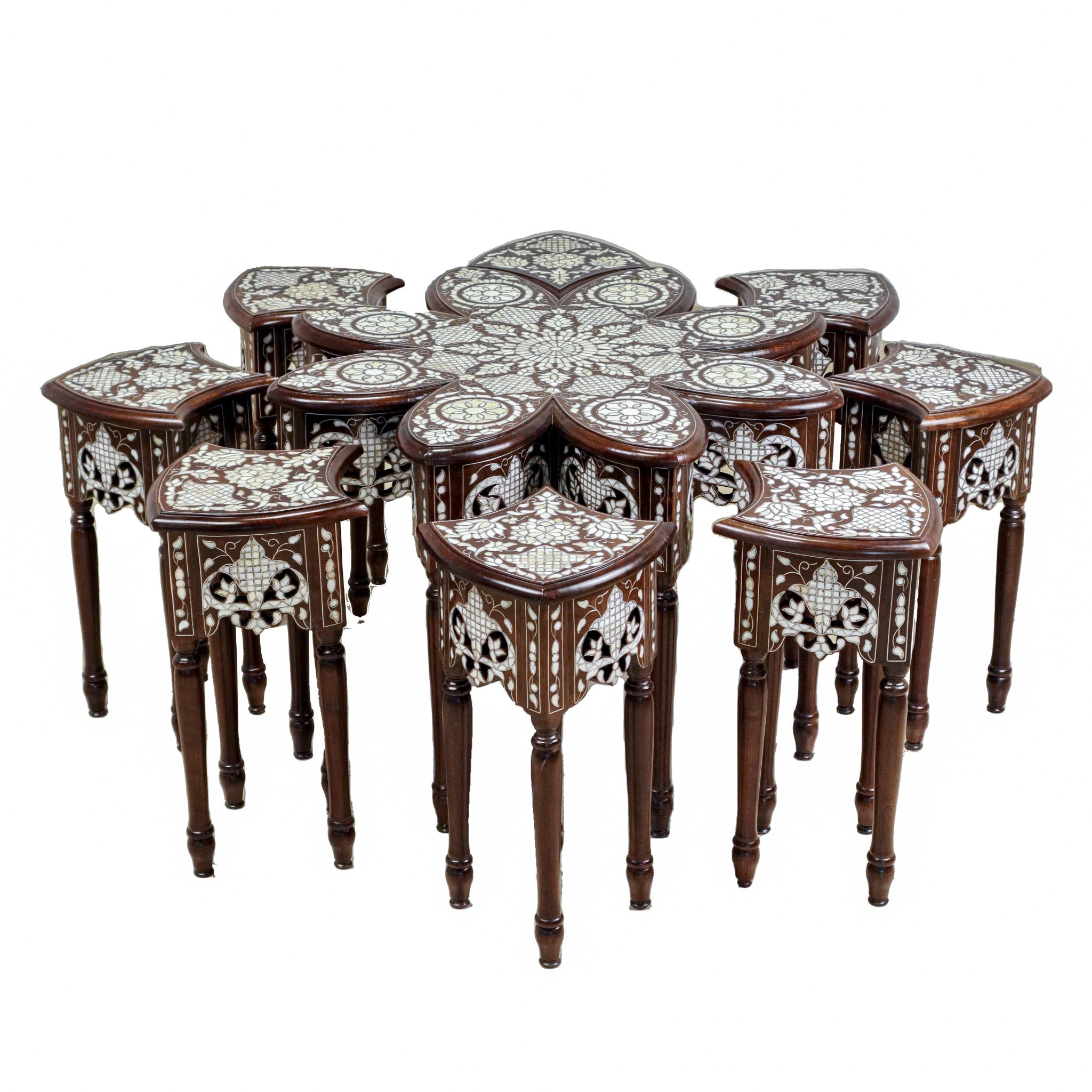 Damascus 9 - Piece Coffee Table Set - Octagonal Mother of Pearl - SHAGHAF HOME