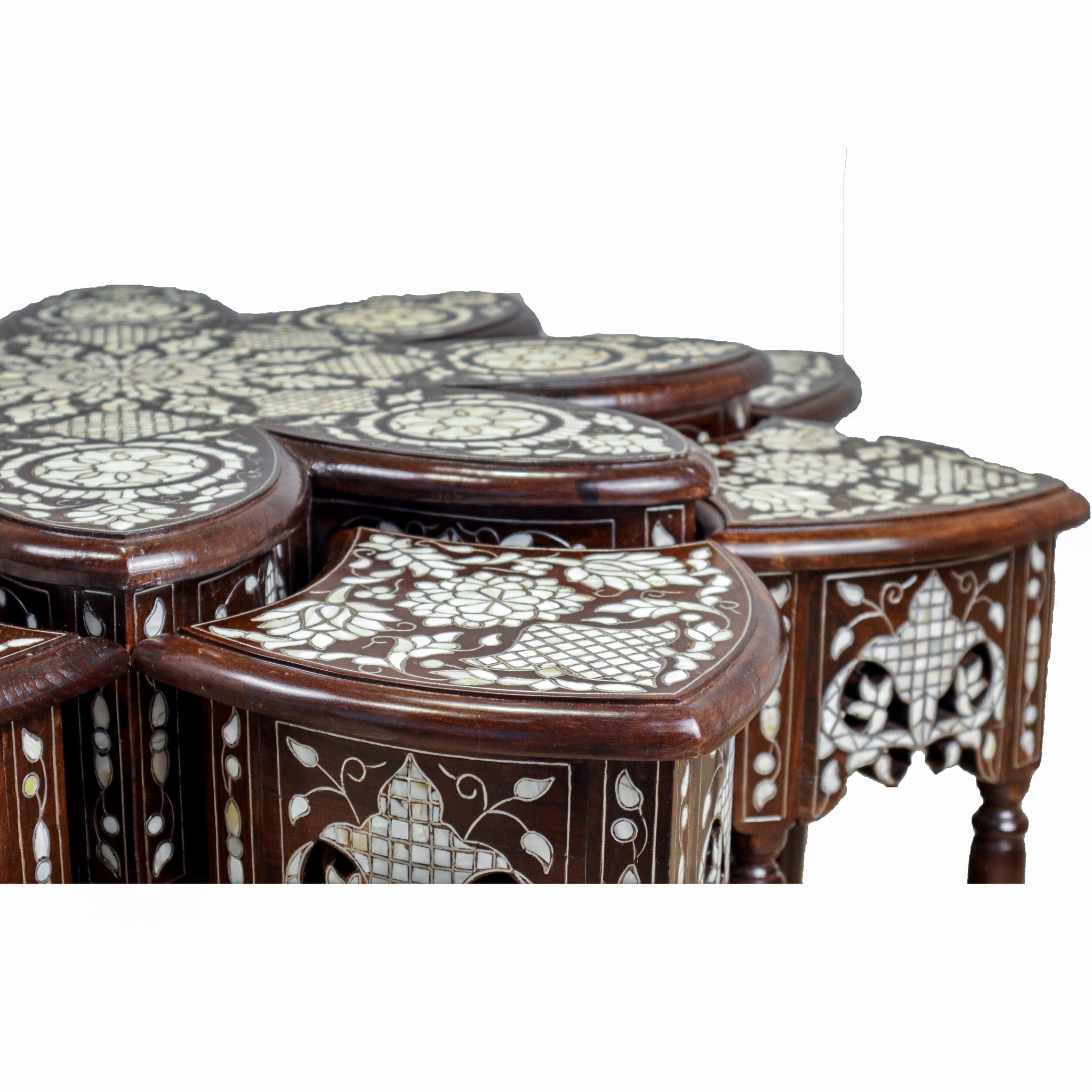 Damascus 9 - Piece Coffee Table Set - Octagonal Mother of Pearl - SHAGHAF HOME