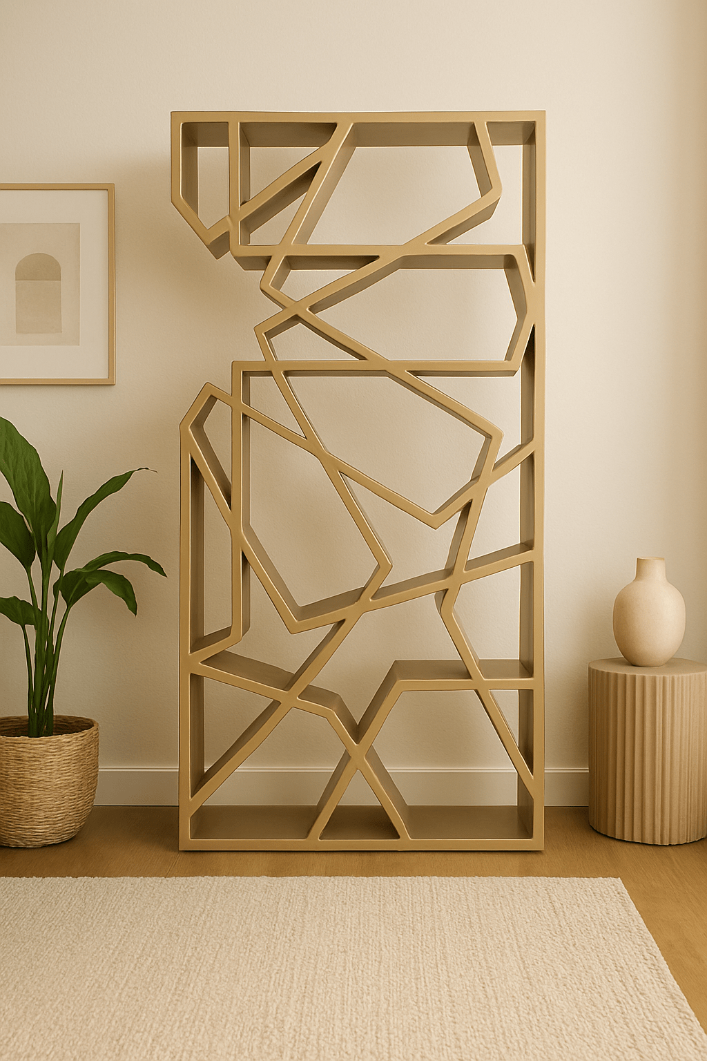 Damascus Hand - Carved Walnut Bookshelf - Star Motif - SHAGHAF HOME