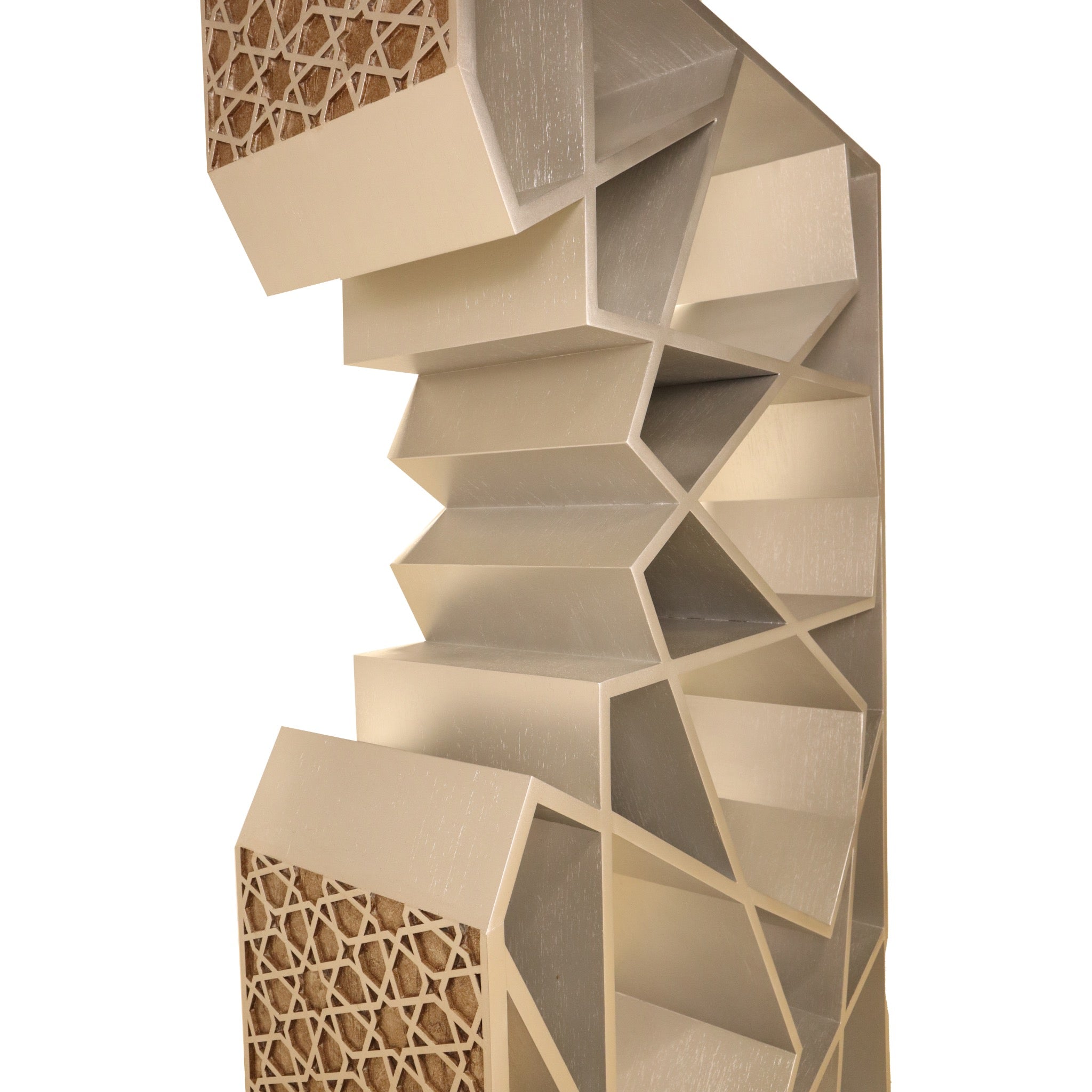 Damascus Hand - Carved Walnut Bookshelf - Star Motif - SHAGHAF HOME