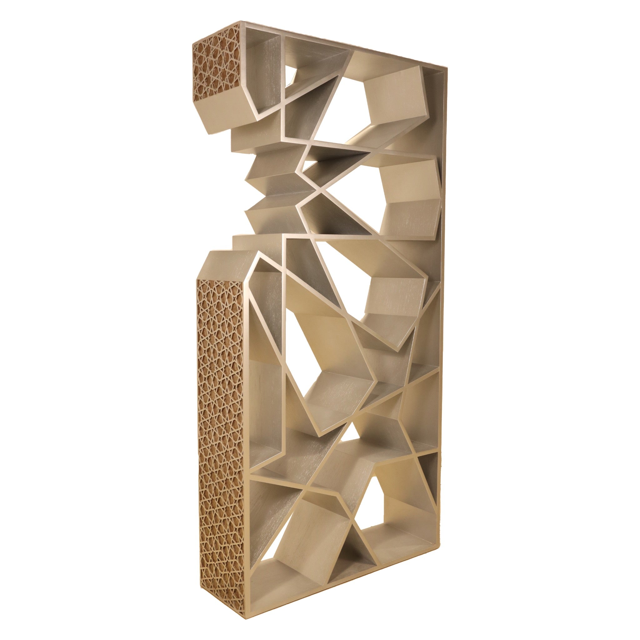 Damascus Hand - Carved Walnut Bookshelf - Star Motif - SHAGHAF HOME