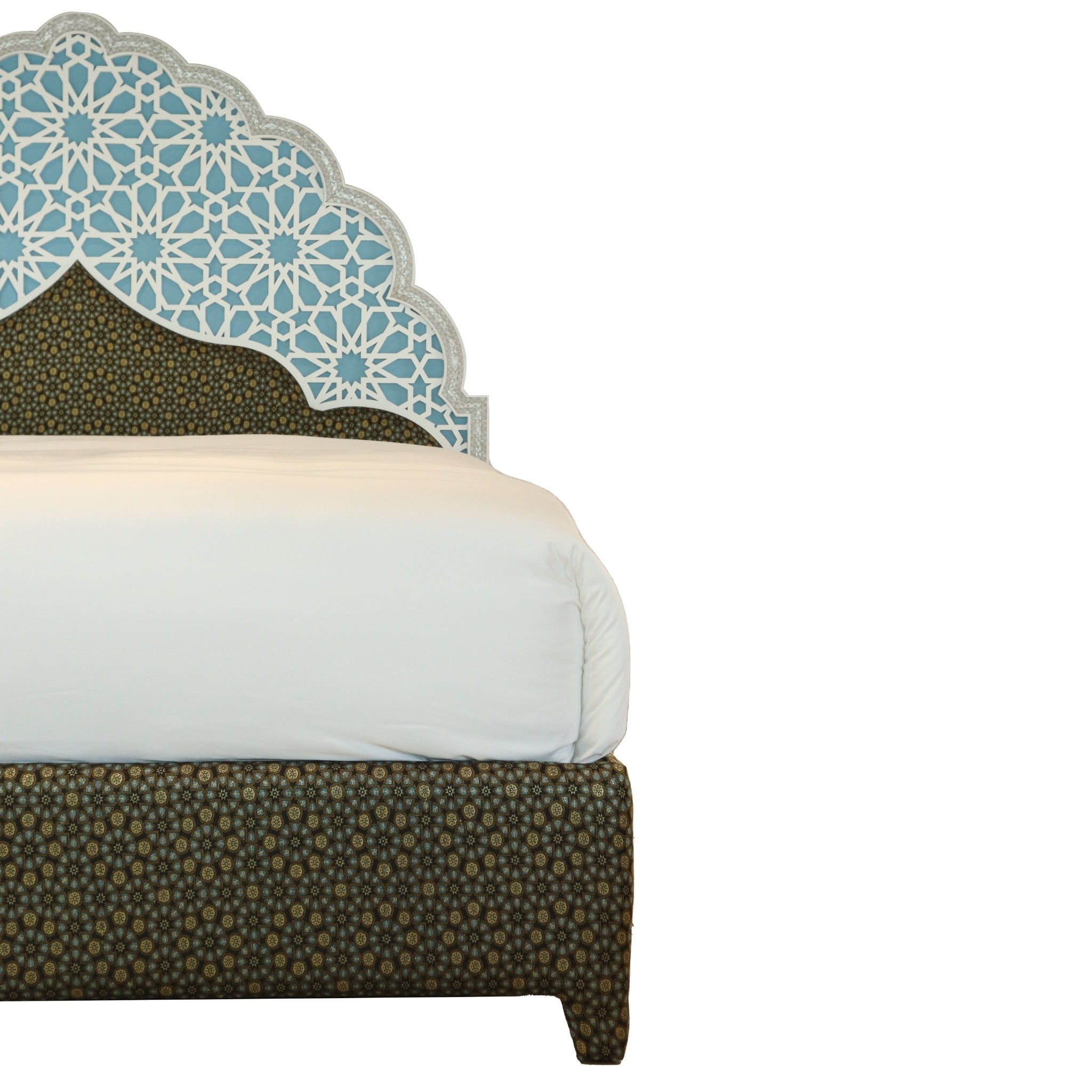 Damascus King Bed Frame with Mother of Pearl Headboard - Blue - SHAGHAF HOME