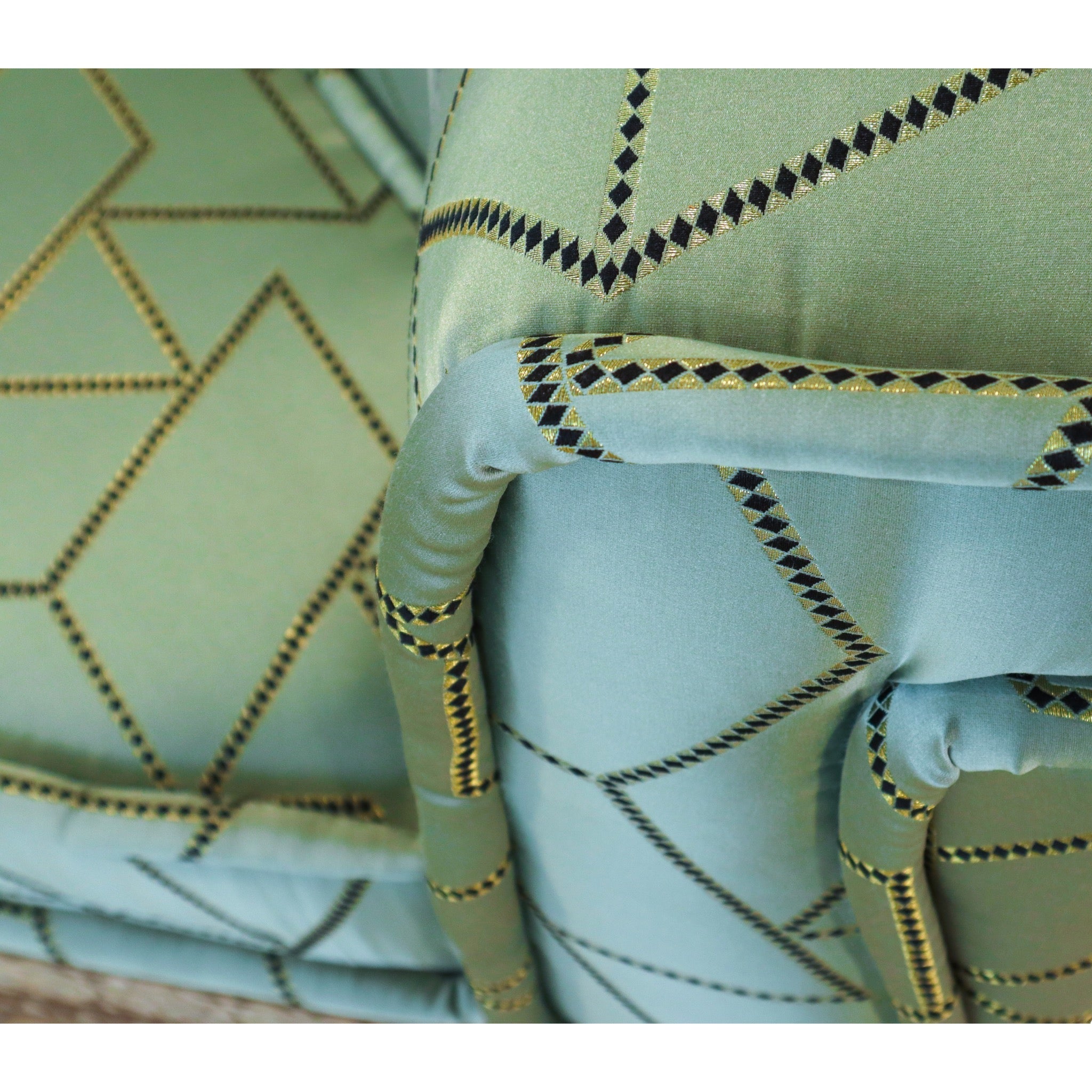 Damascus Majlis Corner Sofa with Mother of Pearl Base - Green - SHAGHAF HOME