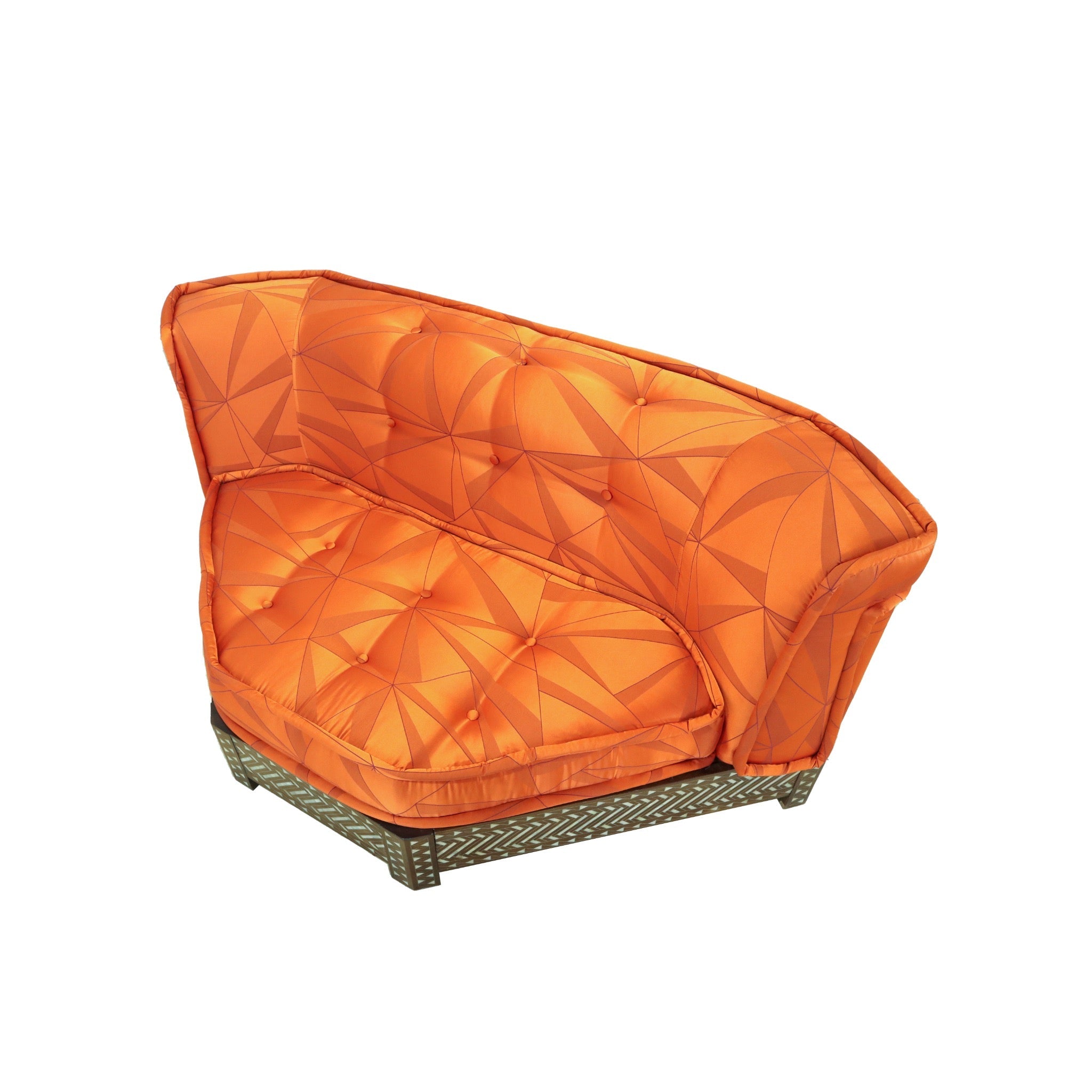 Damascus Majlis Corner Sofa with Mother of Pearl Base - Orange - SHAGHAF HOME