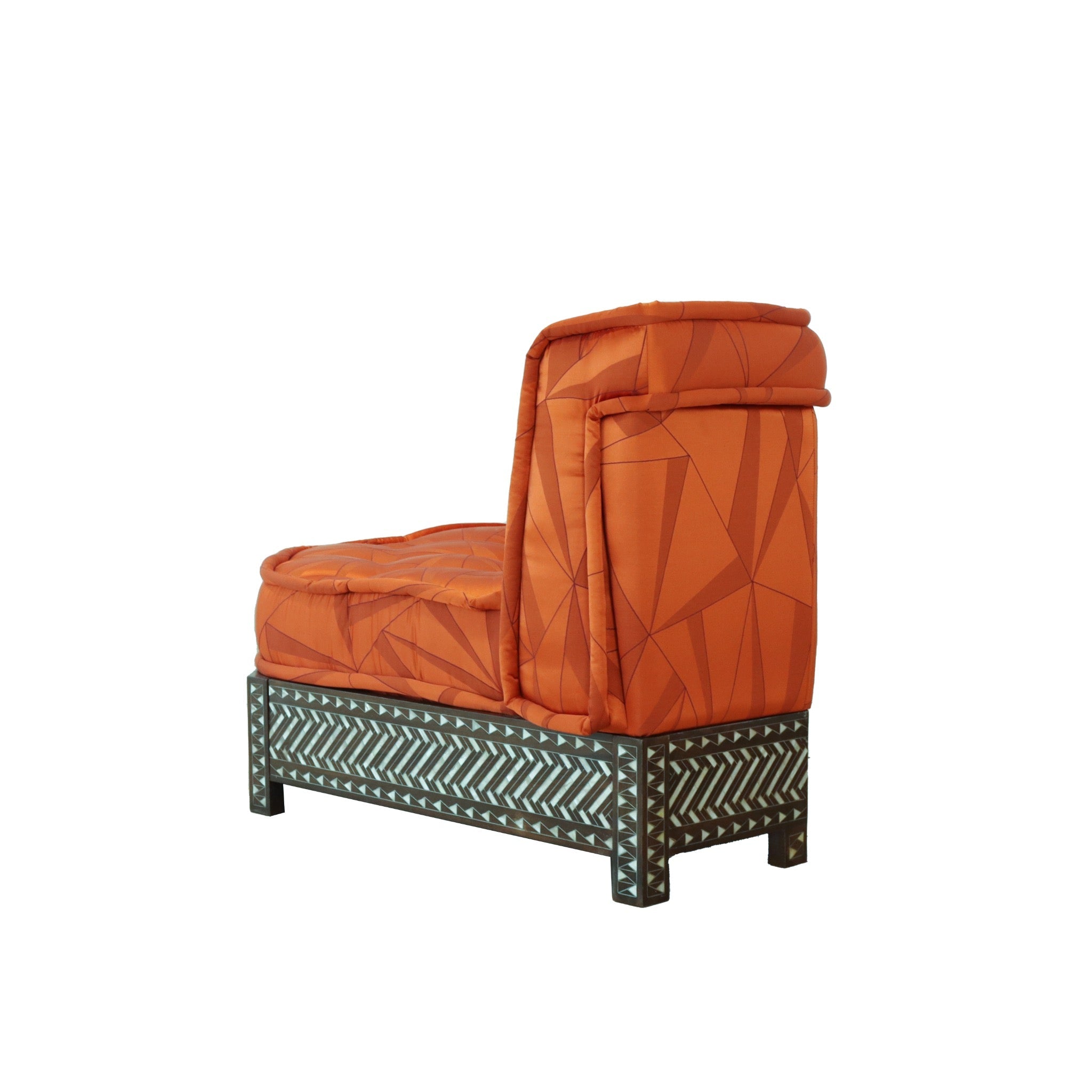 Damascus Majlis Corner Sofa with Mother of Pearl Base - Orange - SHAGHAF HOME