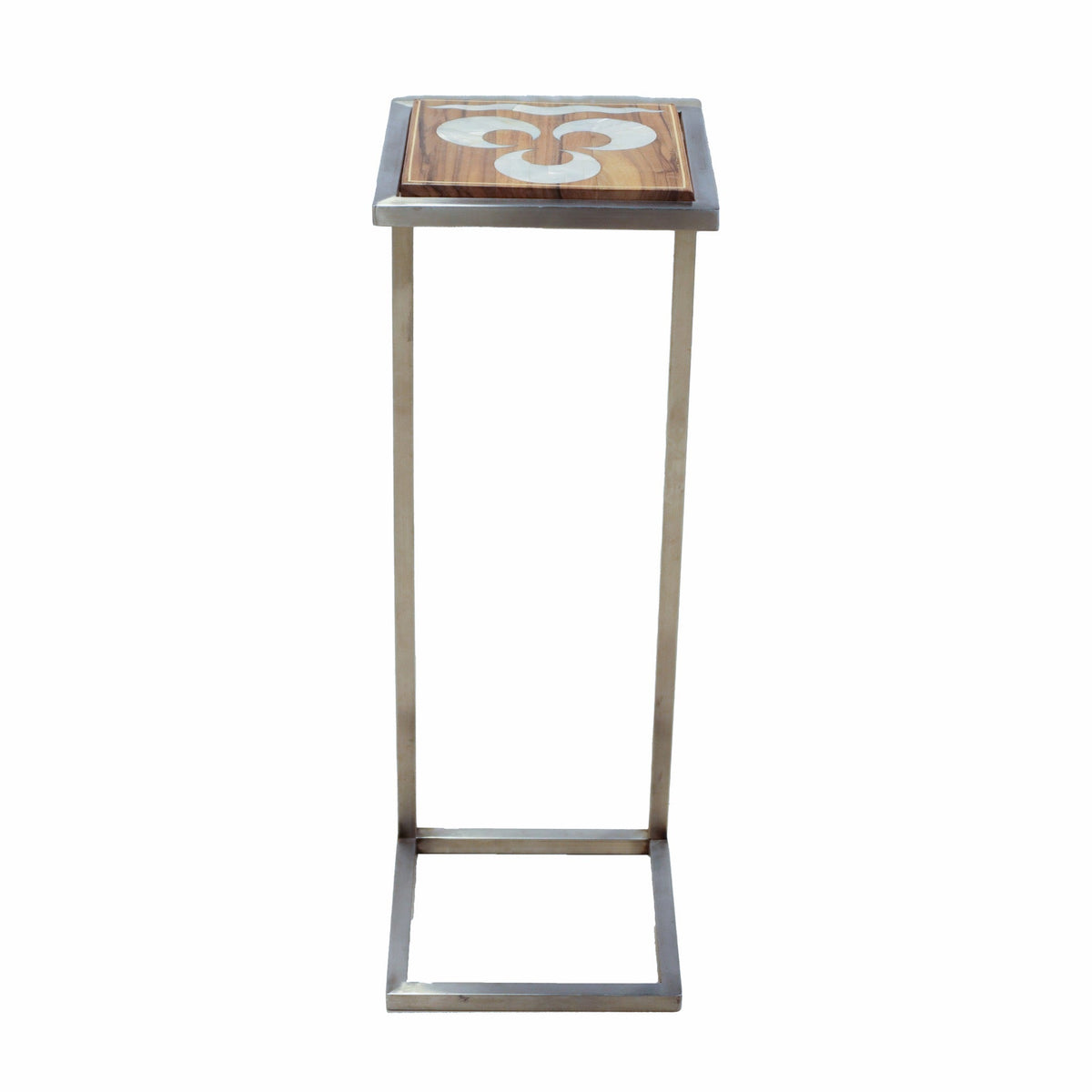 Damascus Mother of Pearl Side Table with Steel Base - Walnut - SHAGHAF HOME