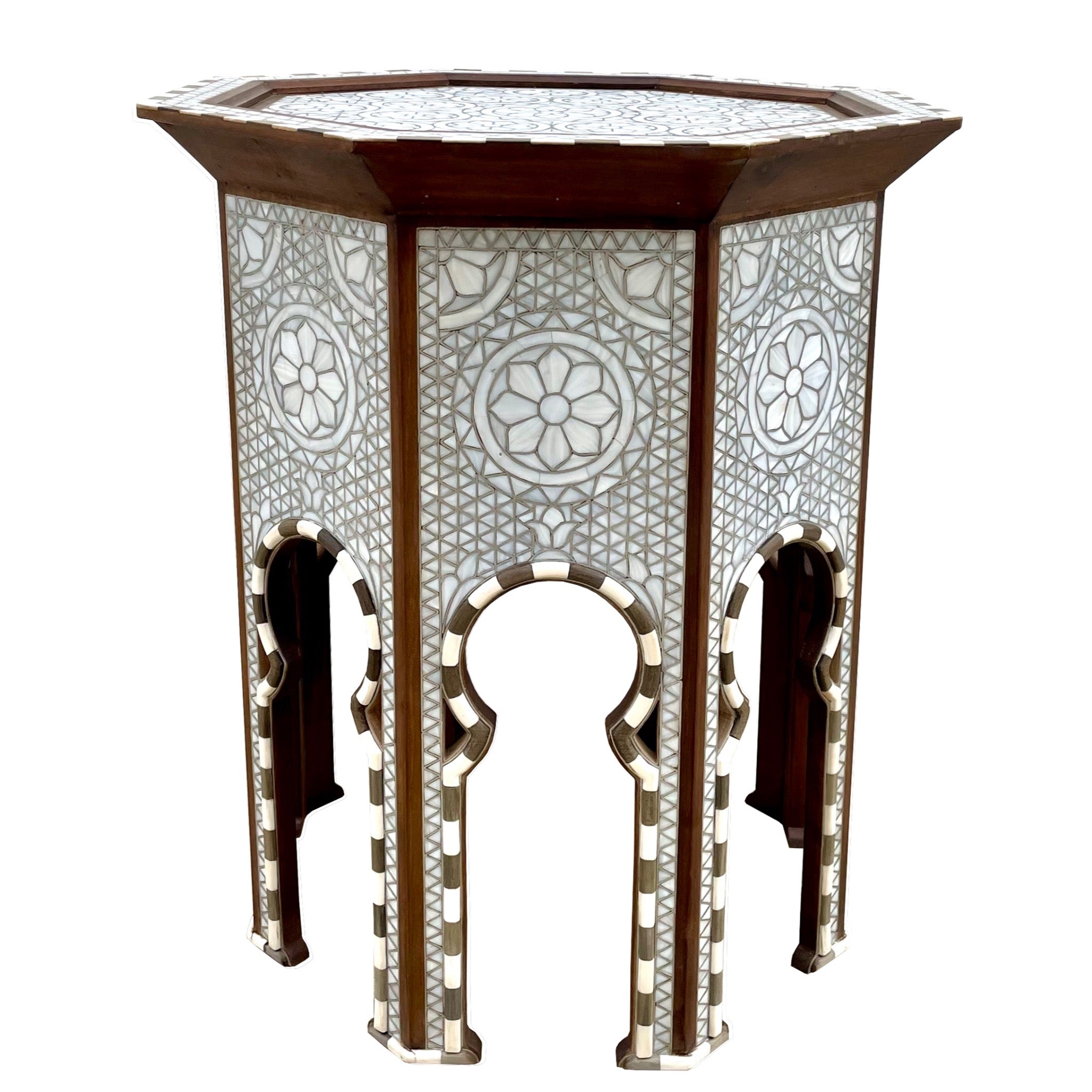 Damascus Octagonal Side Table - Mother of Pearl Inlay - SHAGHAF HOME