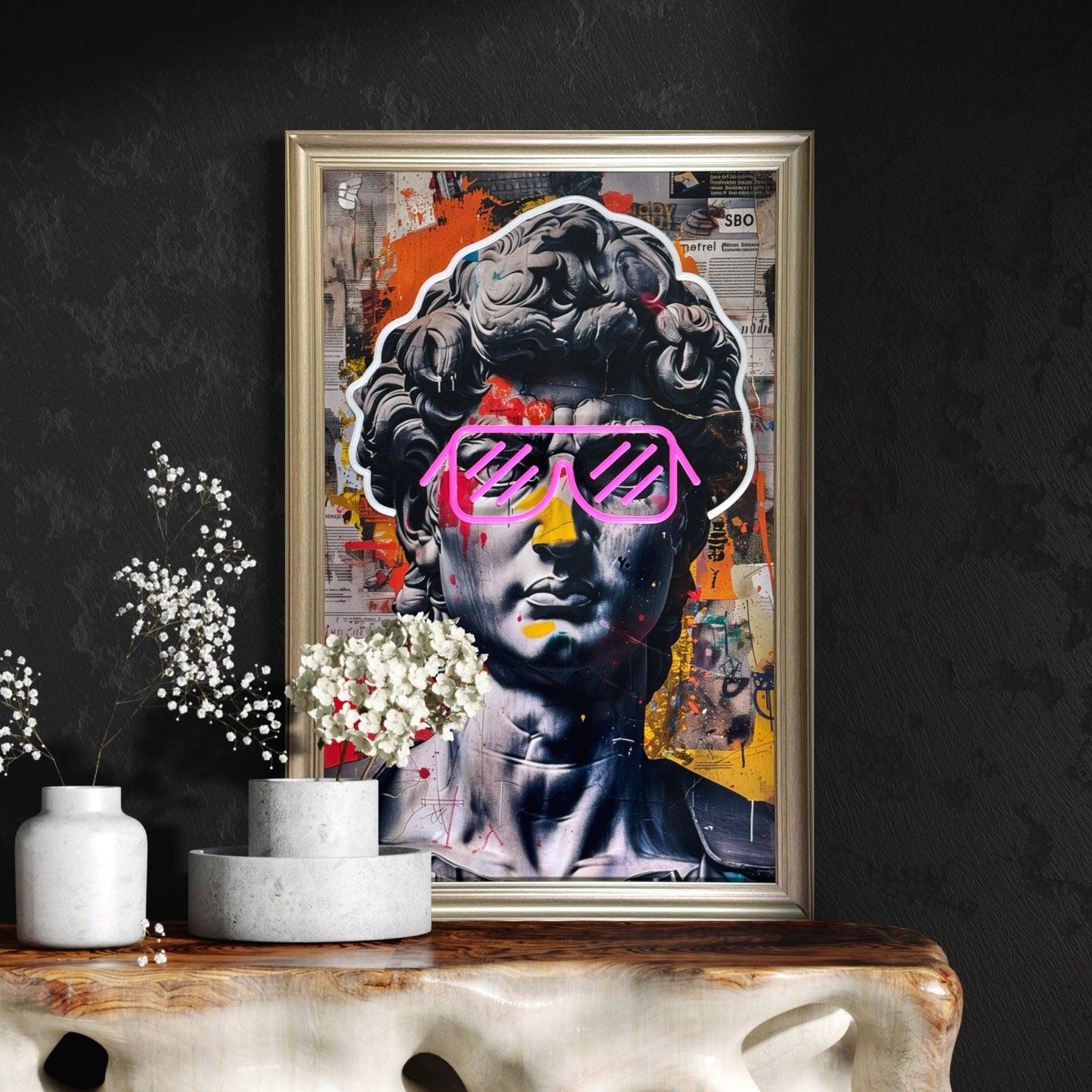 David Gets Lit – Neon Renaissance (60x90 cm) - SHAGHAF HOME