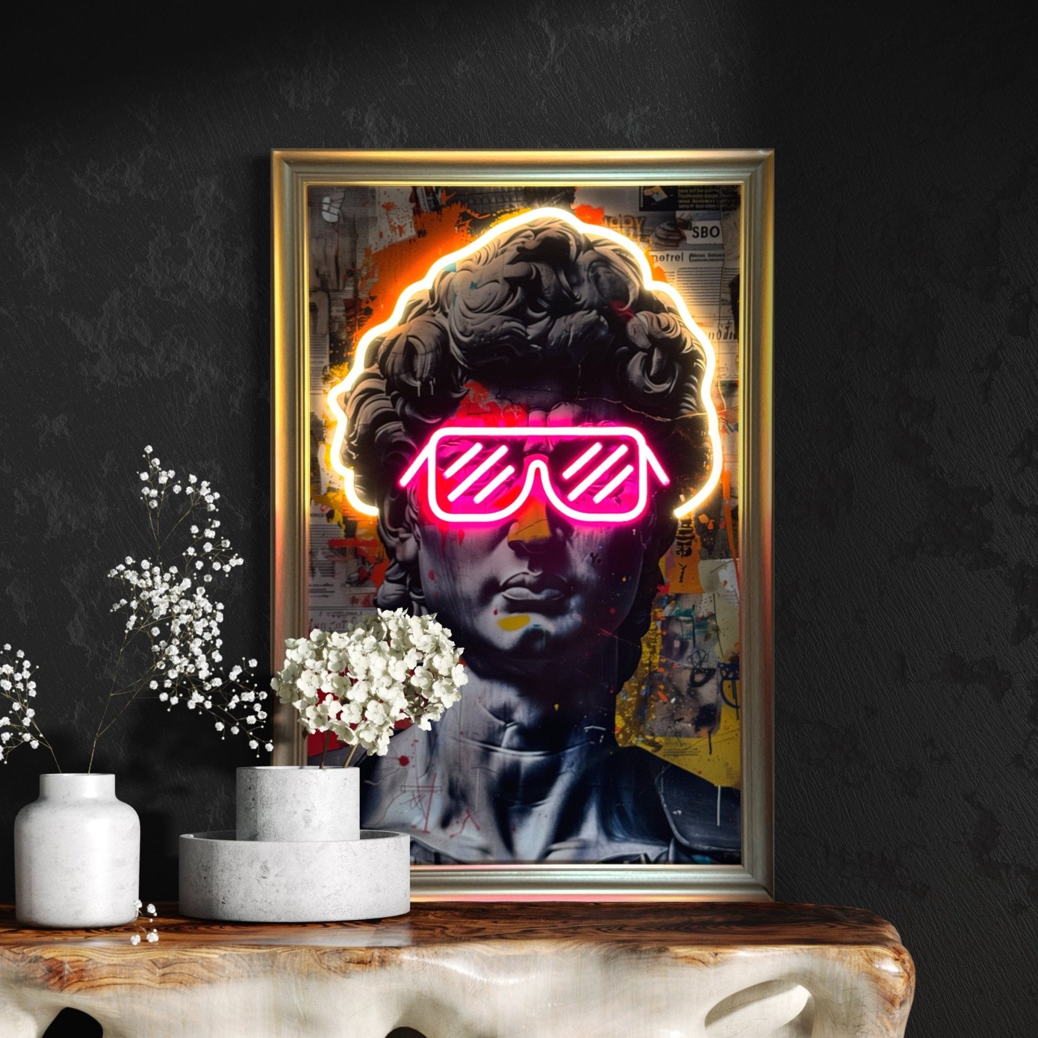 David Gets Lit – Neon Renaissance (60x90 cm) - SHAGHAF HOME