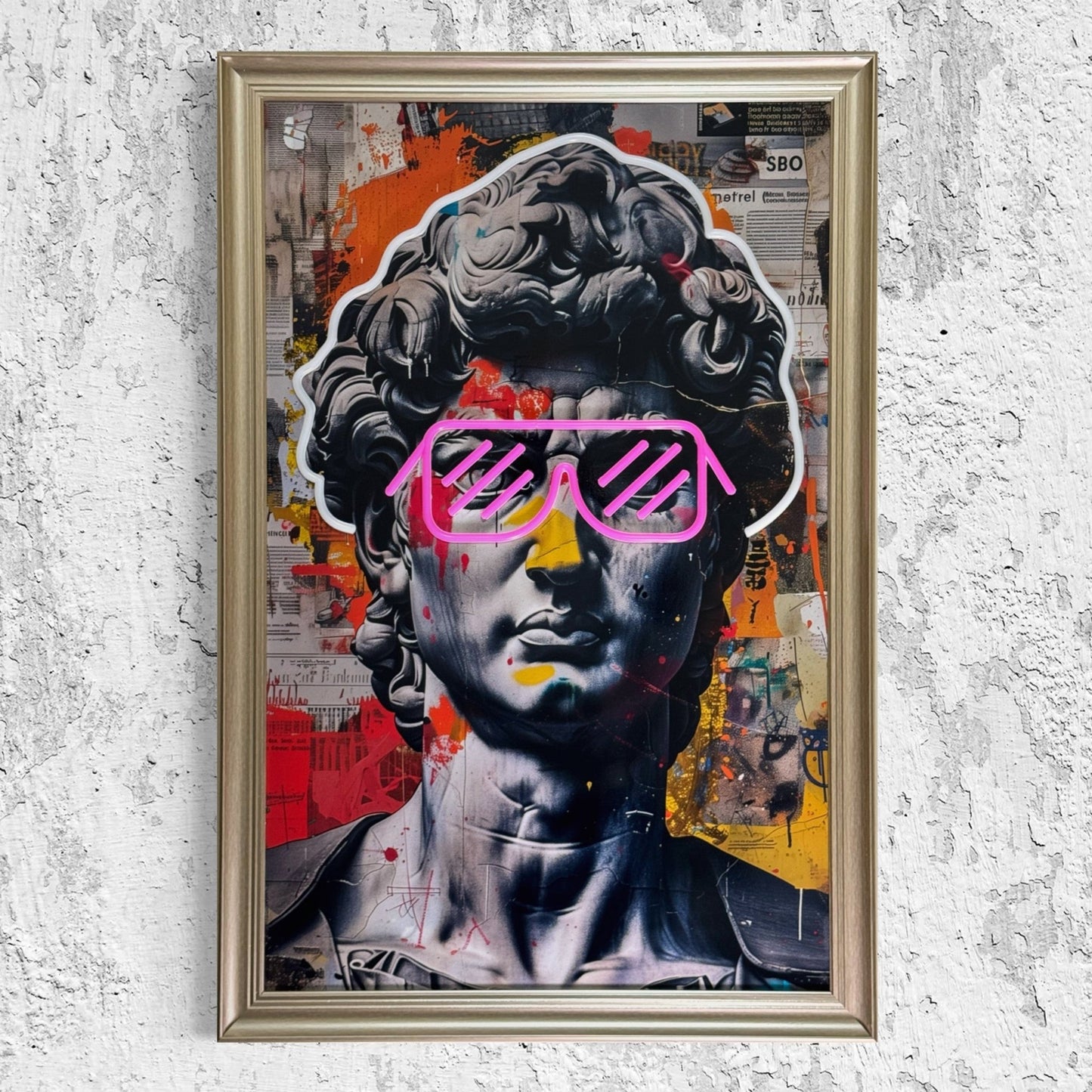 David Gets Lit – Neon Renaissance (60x90 cm) - SHAGHAF HOME