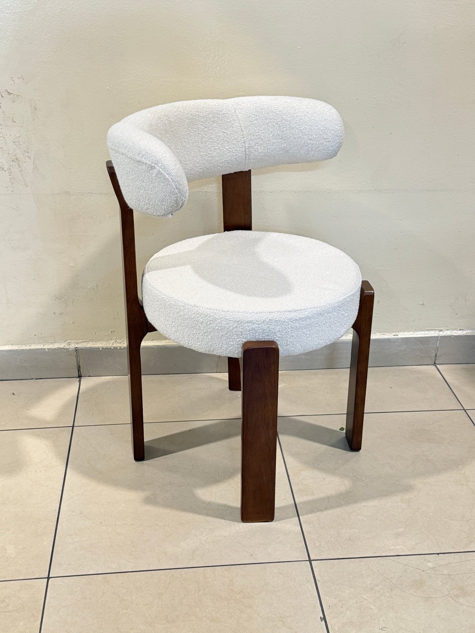 Designer Bouclé Dining Chair with Curved Backrest - SHAGHAF HOME