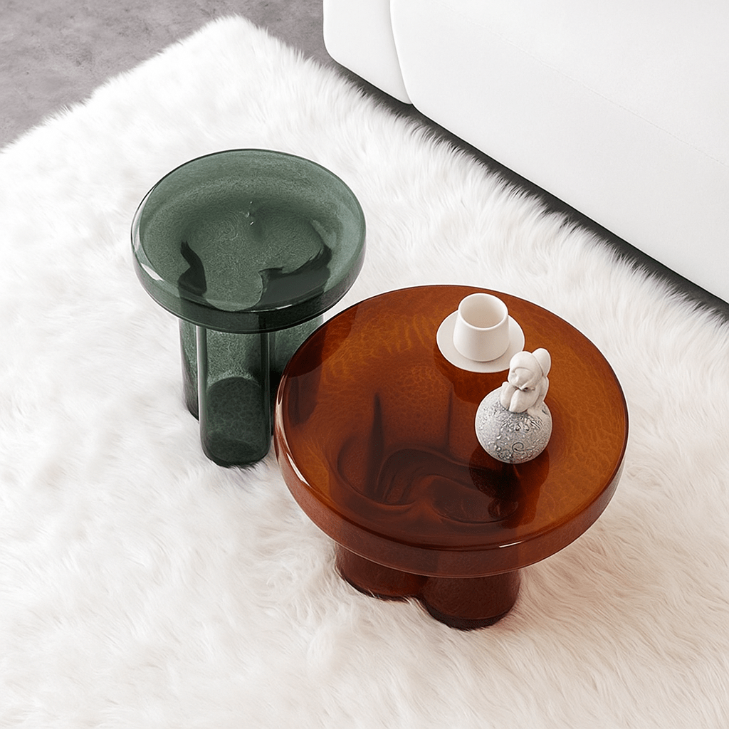 Designer Glass Coffee Table Set Handcrafted Tempered Glass Design - SHAGHAF HOME