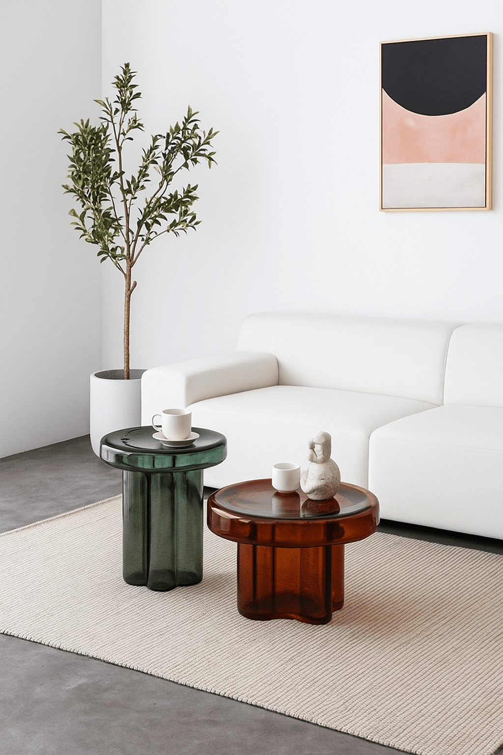 Designer Glass Coffee Table Set Handcrafted Tempered Glass Design - SHAGHAF HOME
