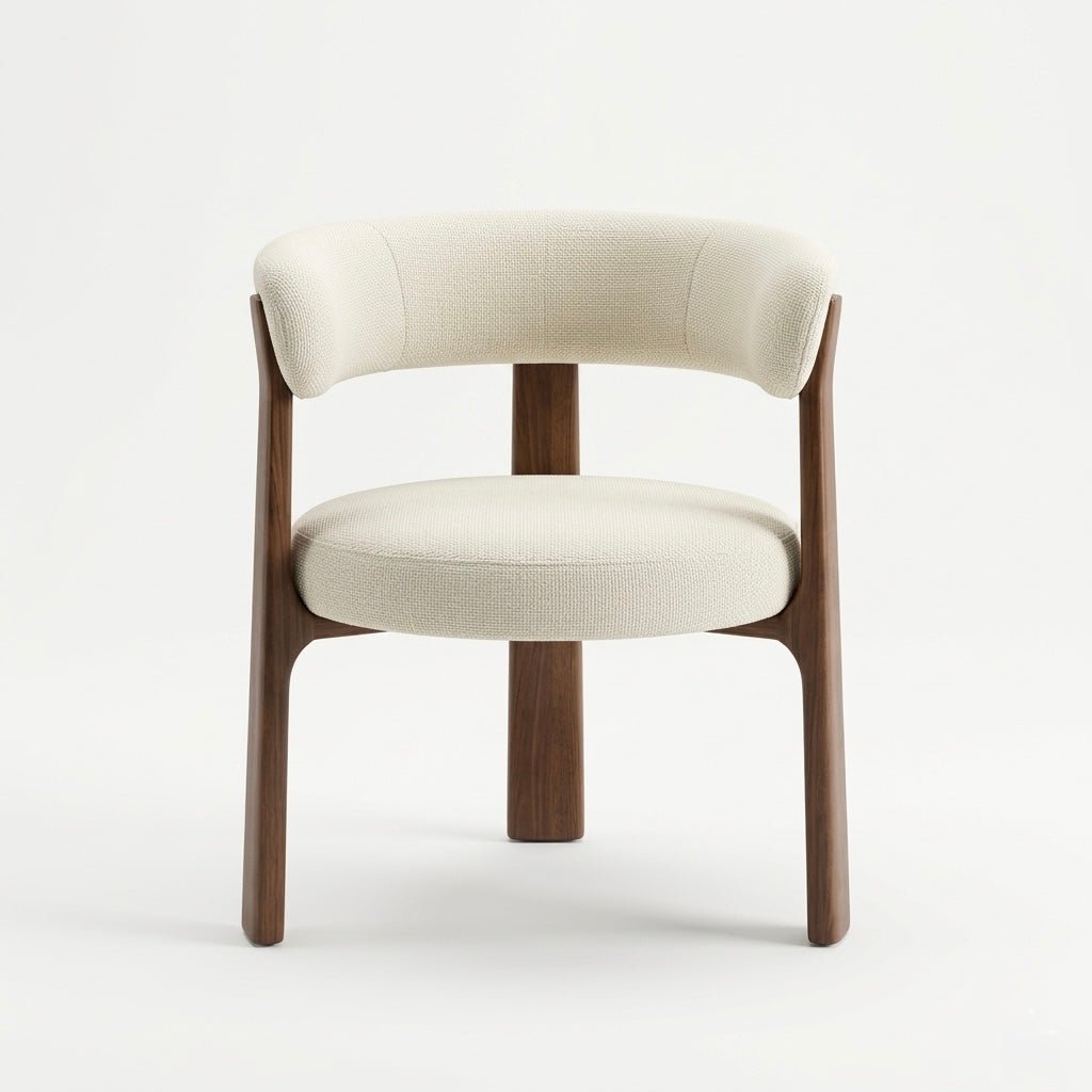 Dounee Solid Wood Upholstered Dining Chair – Curved Backrest | Modern Luxury Design - SHAGHAF HOME
