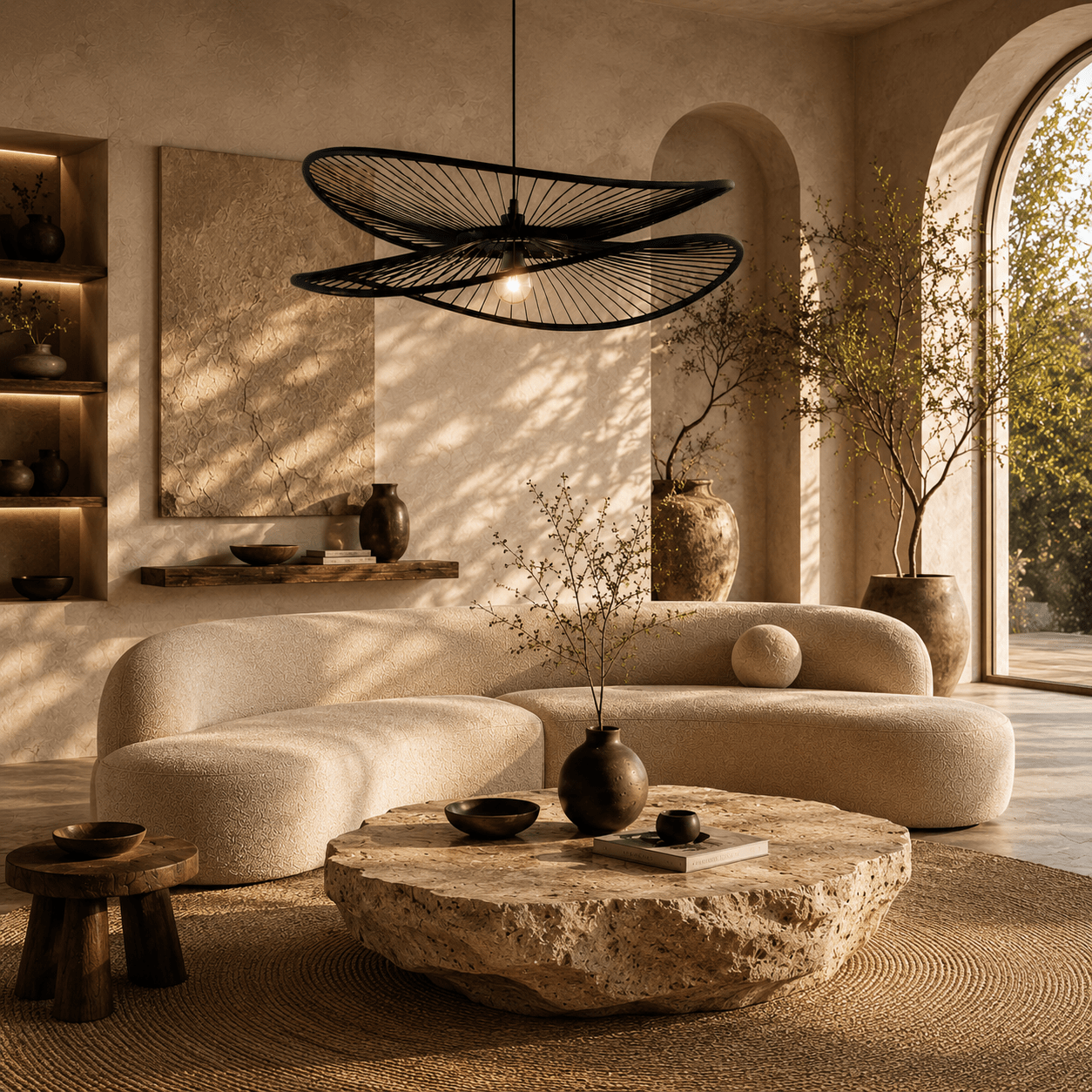 Eclipse Bamboo Sculptural Pendant Lamp - SHAGHAF HOME