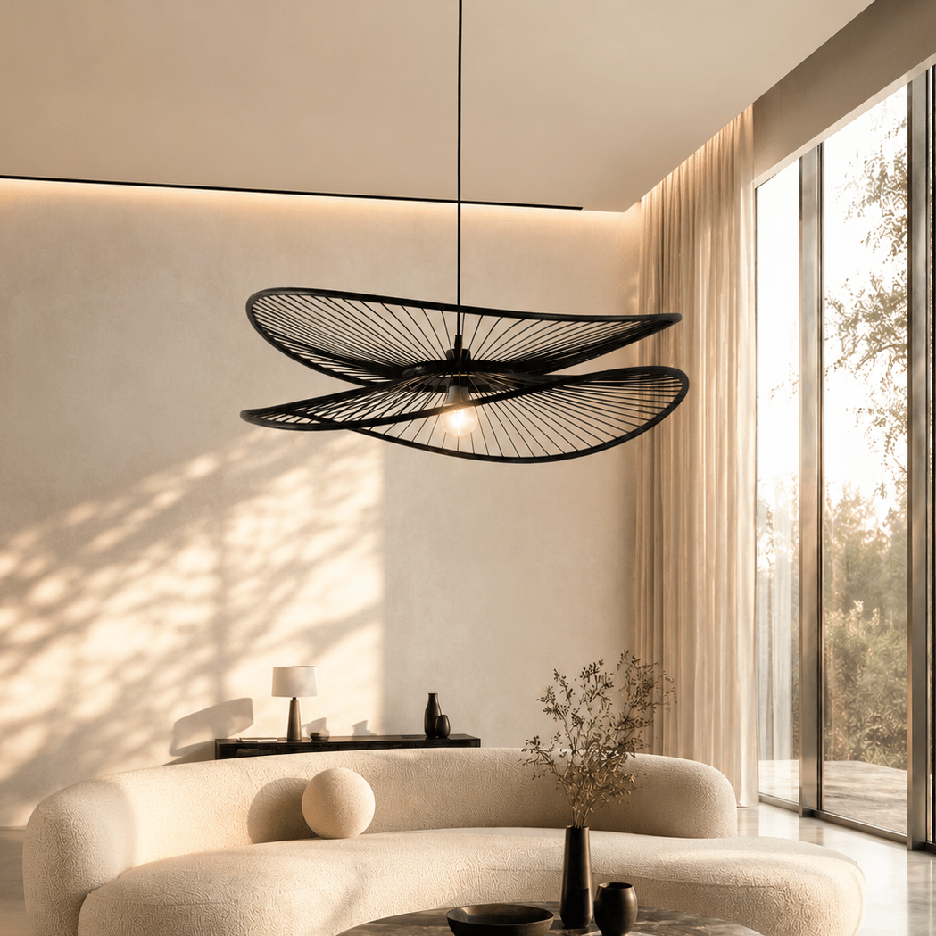 Eclipse Bamboo Sculptural Pendant Lamp - SHAGHAF HOME