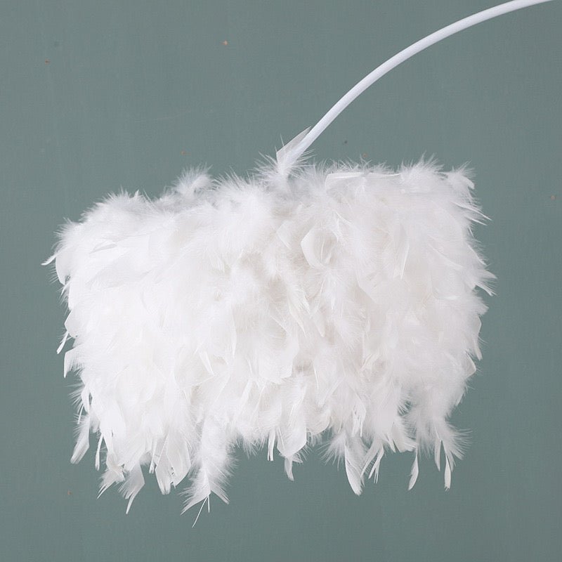 Elegant white Feath Lamp – Adjustable Height and Soft Glow - SHAGHAF HOME