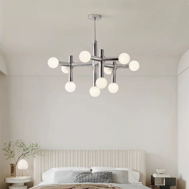 Geometric Chrome 10 - Light Chandelier – Sleek Metal and Aluminum Design - SHAGHAF HOME