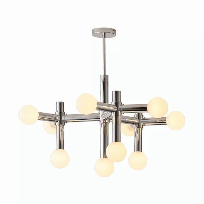 Geometric Chrome 10 - Light Chandelier – Sleek Metal and Aluminum Design - SHAGHAF HOME