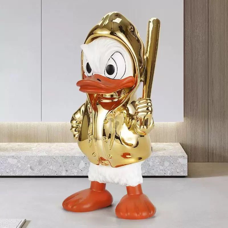 Golden Duck Character Sculpture – Unique Decorative Accent - SHAGHAF HOME