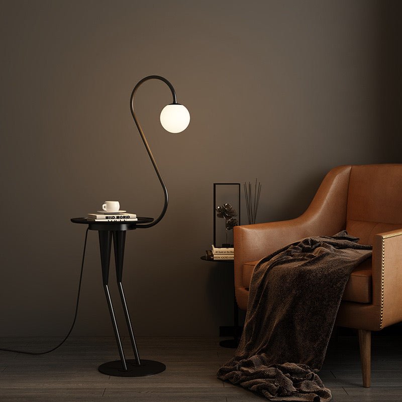 Graceful Swan Neck Floor Lamp with Storage Surface - SHAGHAF HOME