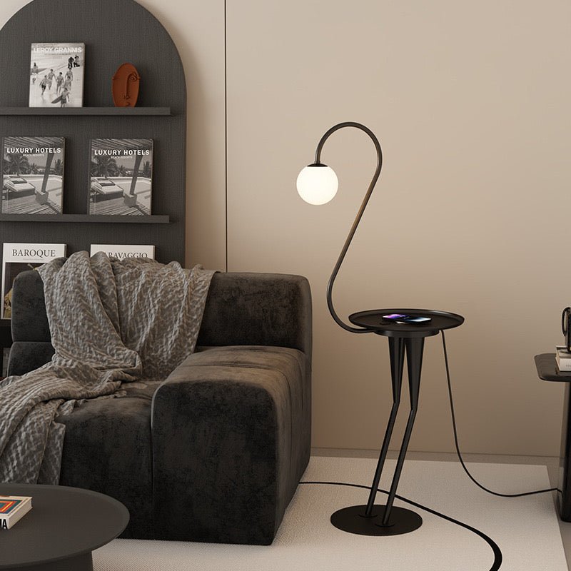 Graceful Swan Neck Floor Lamp with Storage Surface - SHAGHAF HOME