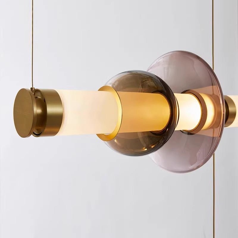 Gradient Cognac Glass Pendant Light – Modern Copper LED Chandelier - SHAGHAF HOME