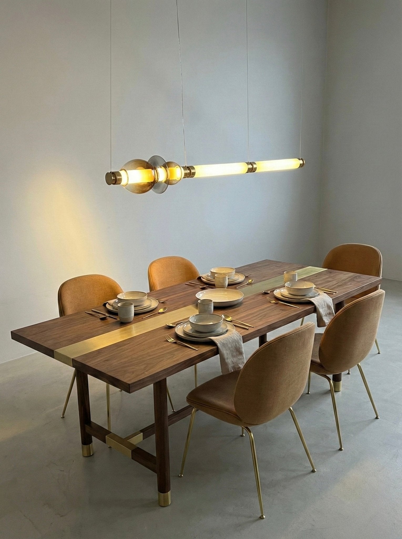 Gradient Cognac Glass Pendant Light – Modern Copper LED Chandelier - SHAGHAF HOME