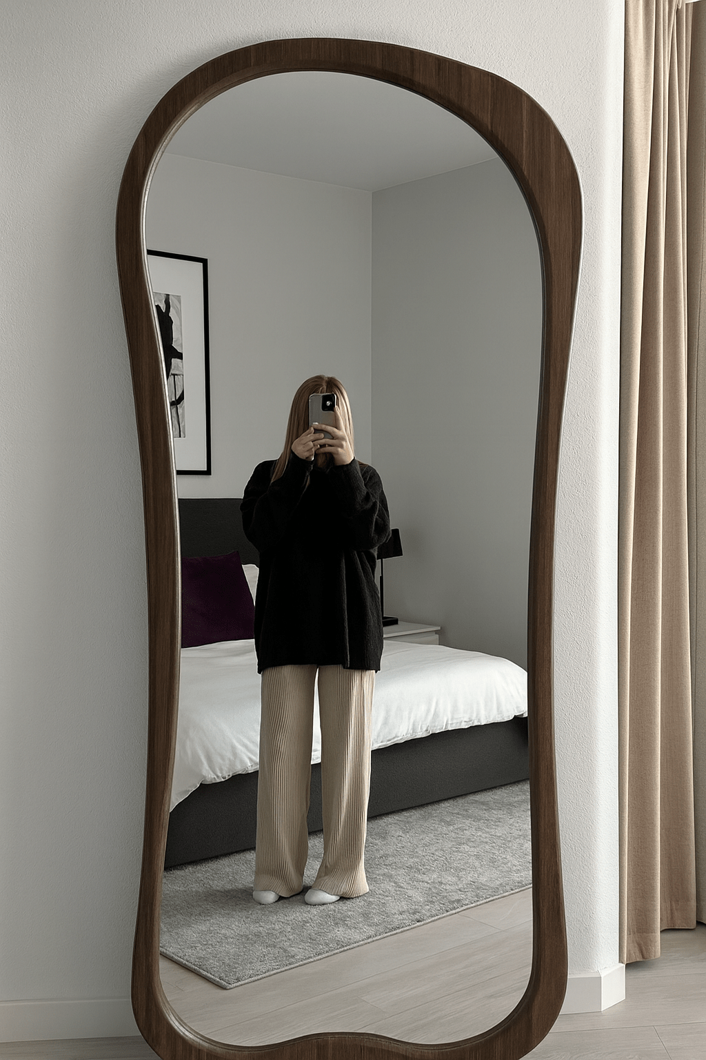 Irregular wood frame full length mirror - SHAGHAF HOME