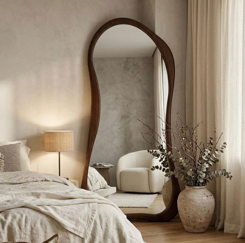 Irregular wood frame full length mirror - SHAGHAF HOME
