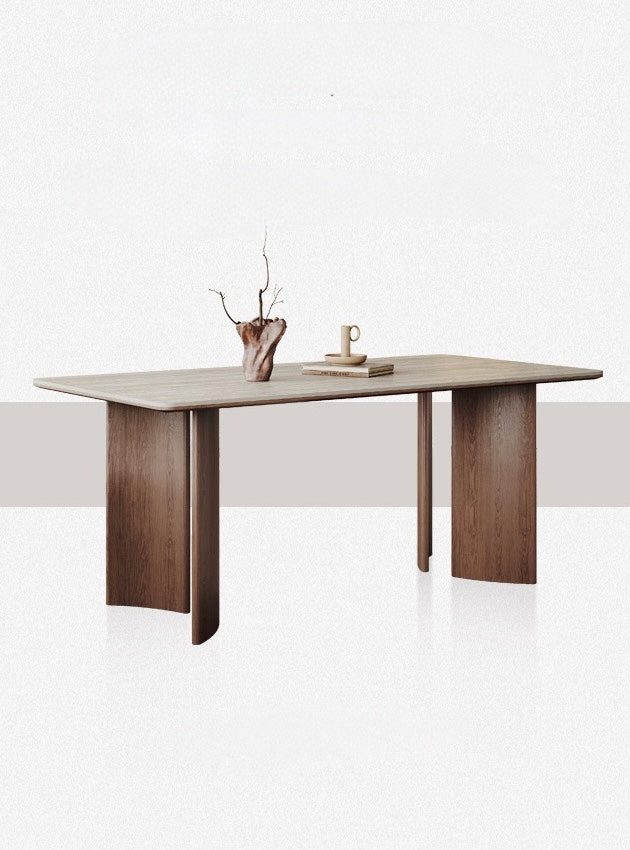 Japandi Style Dining Table in Natural Wood & Ceramic Finish - SHAGHAF HOME