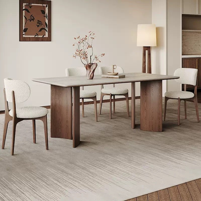 Japandi Style Dining Table in Natural Wood & Ceramic Finish - SHAGHAF HOME