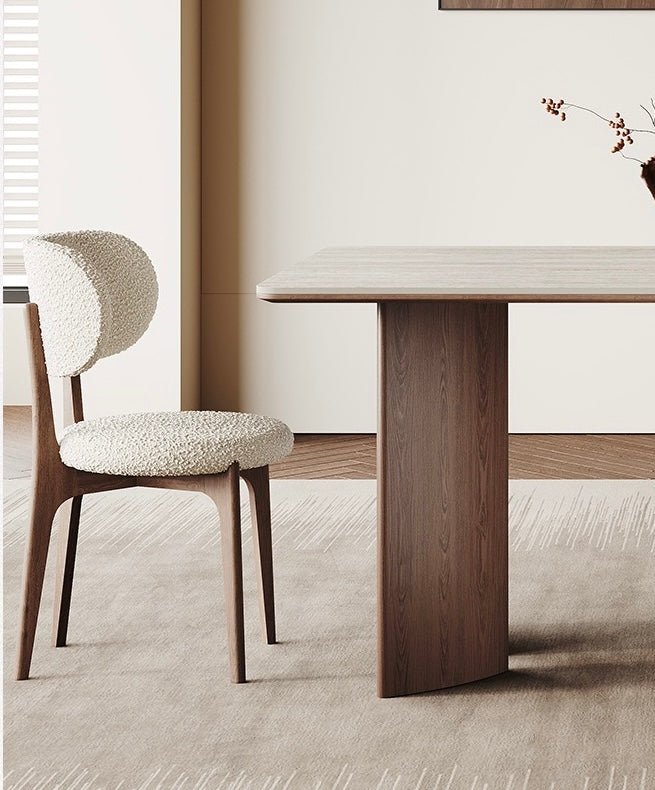 Japandi Style Dining Table in Natural Wood & Ceramic Finish - SHAGHAF HOME