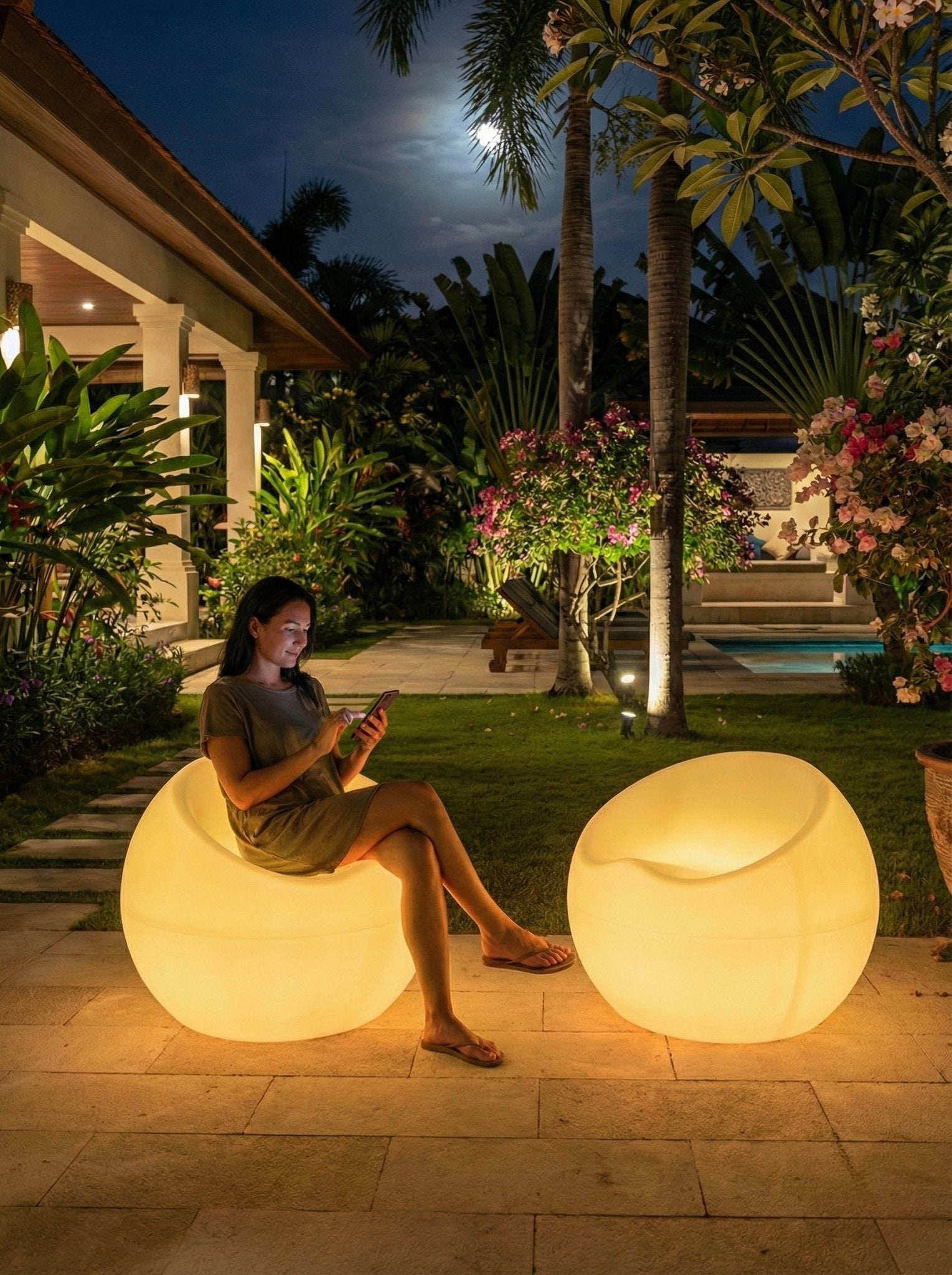 LED Outdoor Apple Stool – Rechargeable & Remote Control - SHAGHAF HOME