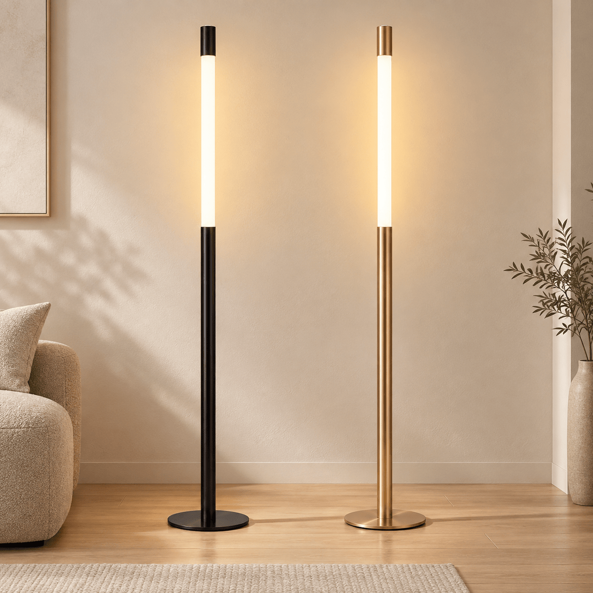 Linea Adjustable Dimmable Floor Lamp – Black & Gold - SHAGHAF HOME