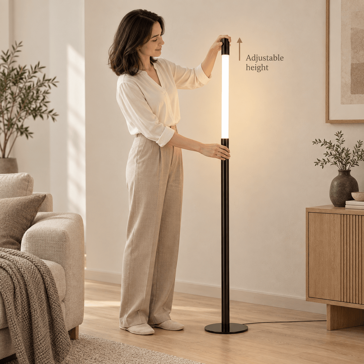 Linea Adjustable Dimmable Floor Lamp – Black & Gold - SHAGHAF HOME