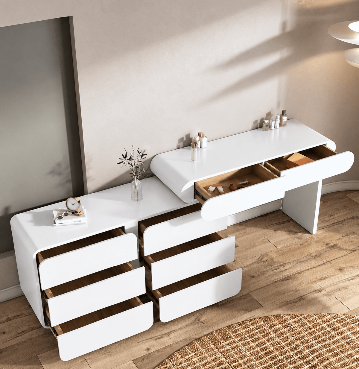 Lucia Large cabinet dressing table Vanity - SHAGHAF HOME