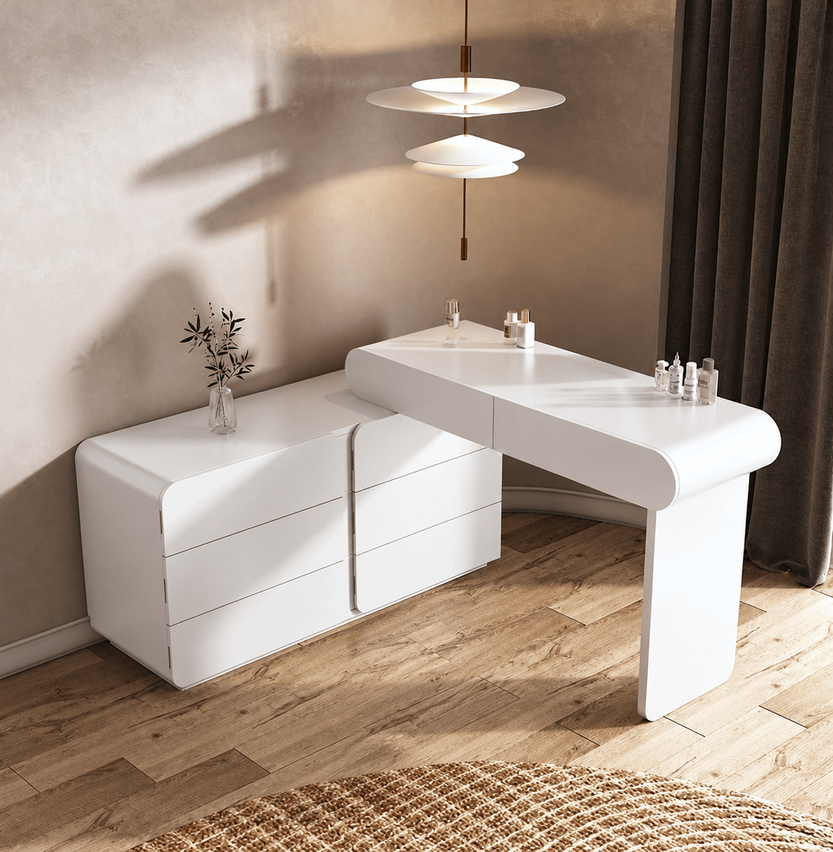 Lucia Large cabinet dressing table Vanity - SHAGHAF HOME