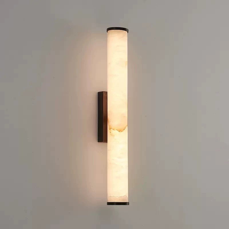 Luma Vein LED Wall Light — Marble - Look Acrylic Tube with Brushed black base (50 cm) - SHAGHAF HOME
