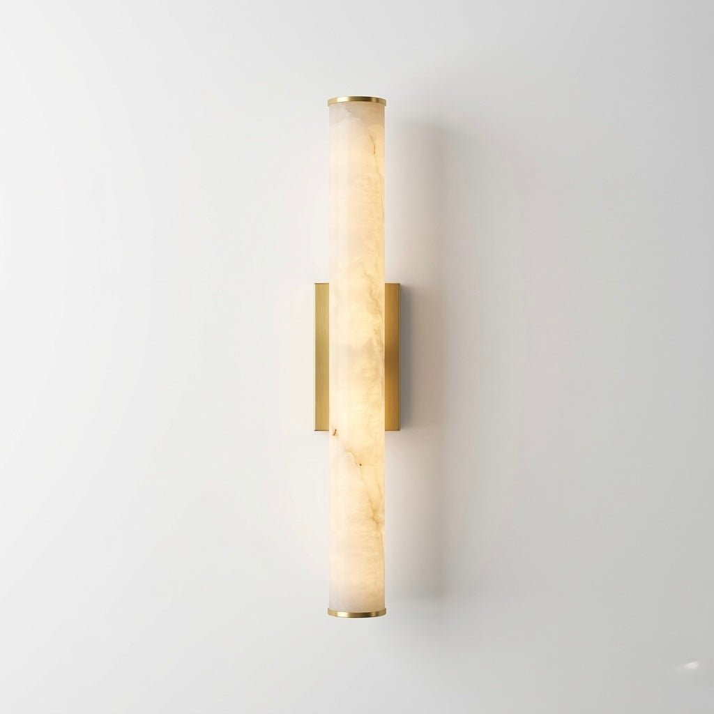 Luma Vein LED Wall Light — Marble - Look Acrylic Tube with Brushed Gold Base (50 cm) - SHAGHAF HOME
