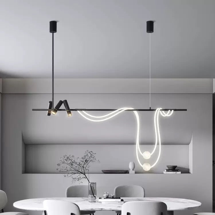 LumiLine Sculptural LED Dining Chandelier – 150 cm - SHAGHAF HOME