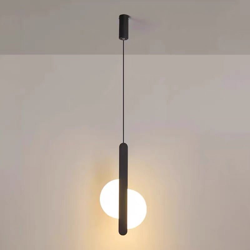 Luna Minimalist LED Pendant Light – Modern Black Glass Hanging Lamp - SHAGHAF HOME