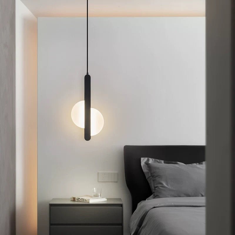 Luna Minimalist LED Pendant Light – Modern Black Glass Hanging Lamp - SHAGHAF HOME