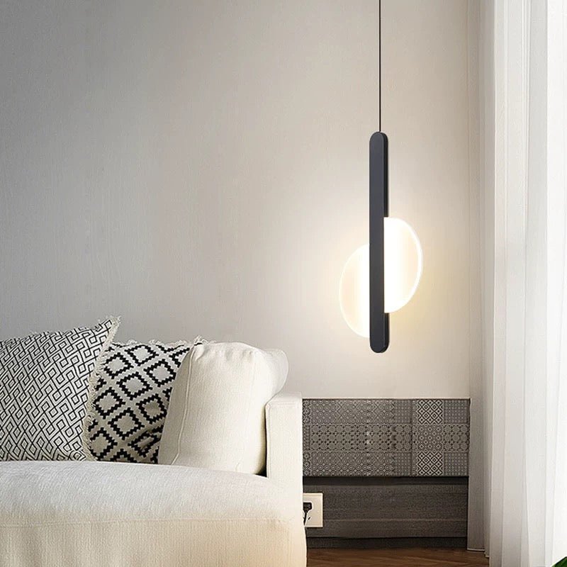 Luna Minimalist LED Pendant Light – Modern Black Glass Hanging Lamp - SHAGHAF HOME