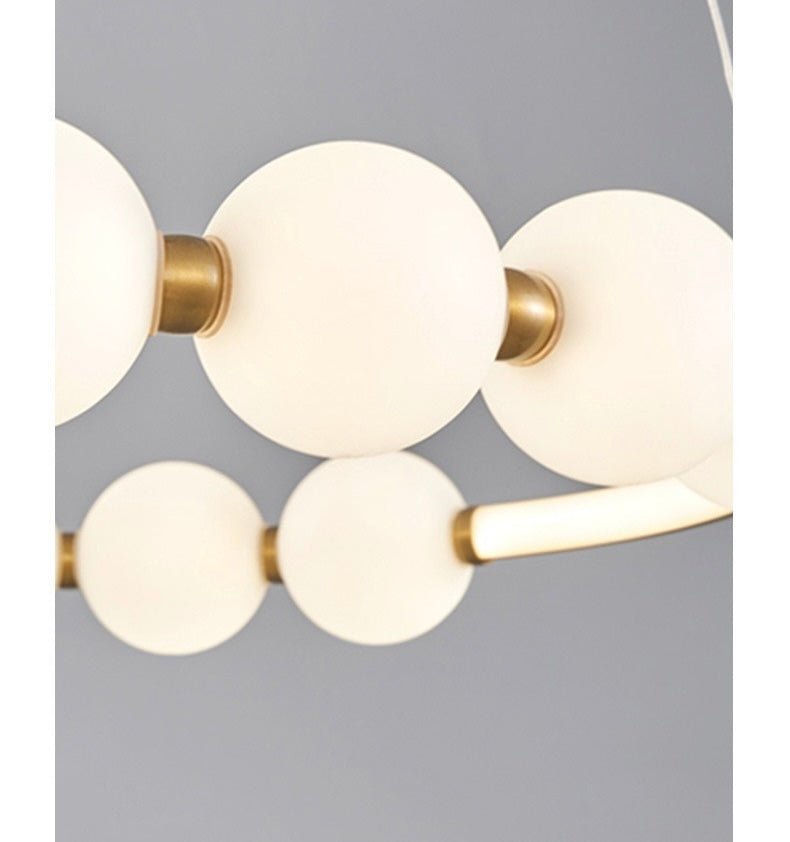 Luna Orbit Glass Chandelier – Modern Gold Ring Pendant - SHAGHAF HOME