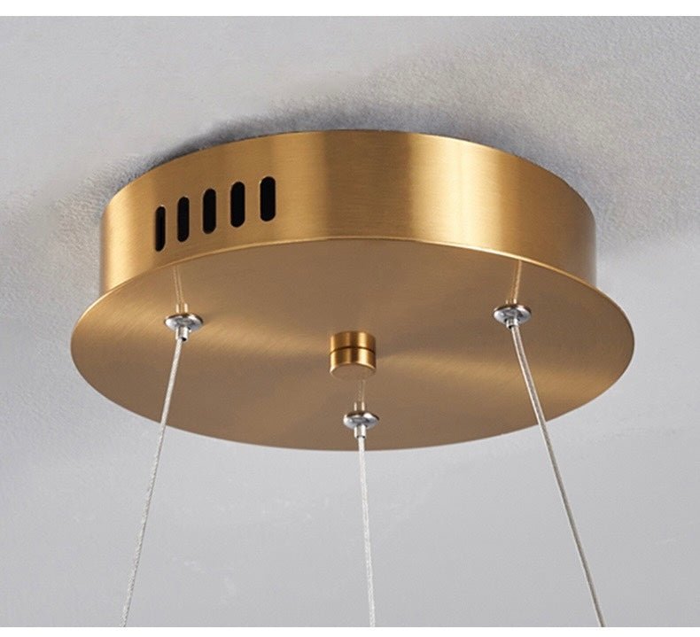 Luna Orbit Glass Chandelier – Modern Gold Ring Pendant - SHAGHAF HOME