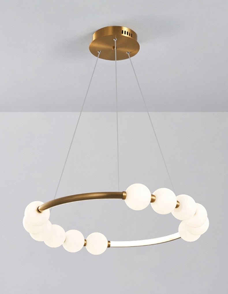 Luna Orbit Glass Chandelier – Modern Gold Ring Pendant - SHAGHAF HOME